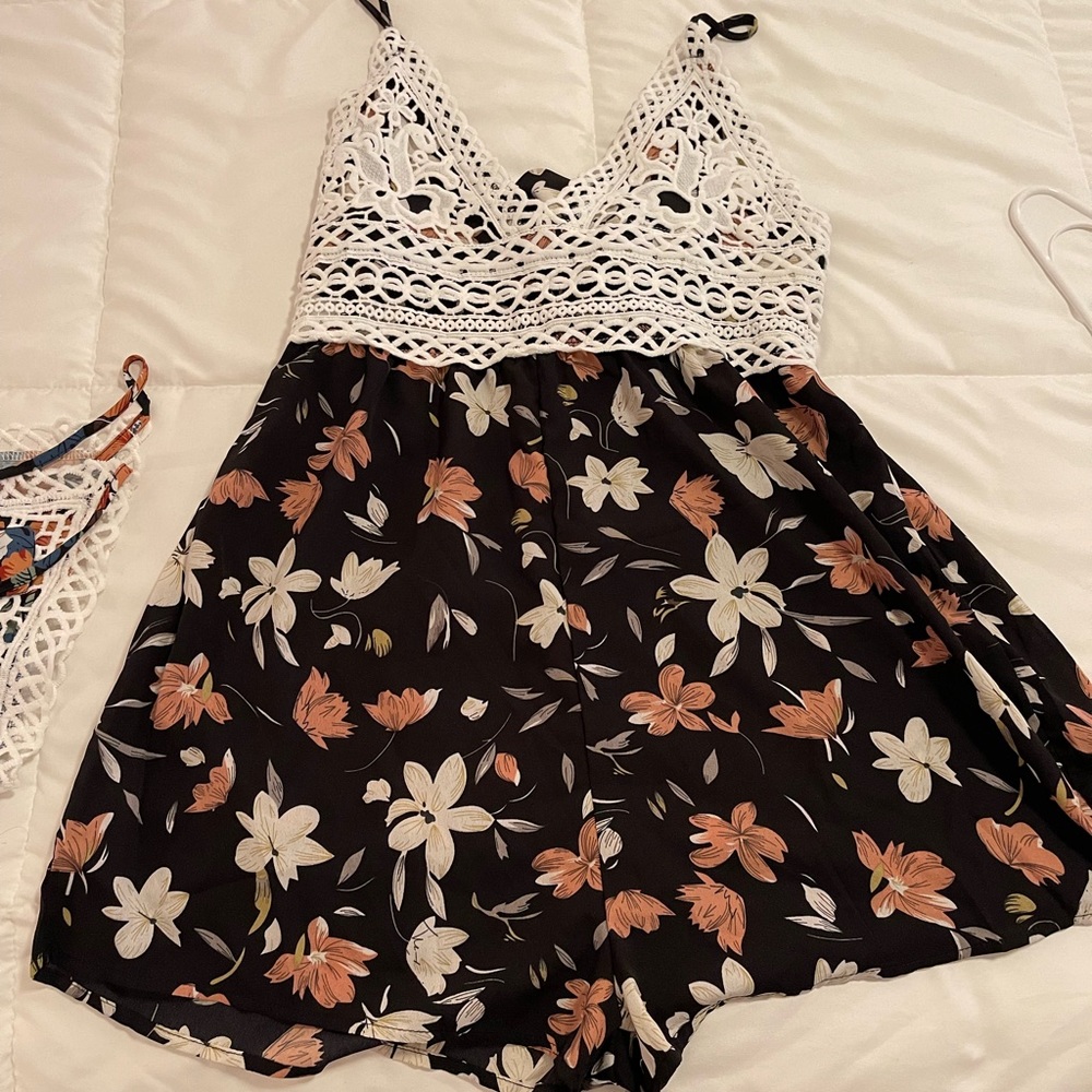 Open back shorts romper